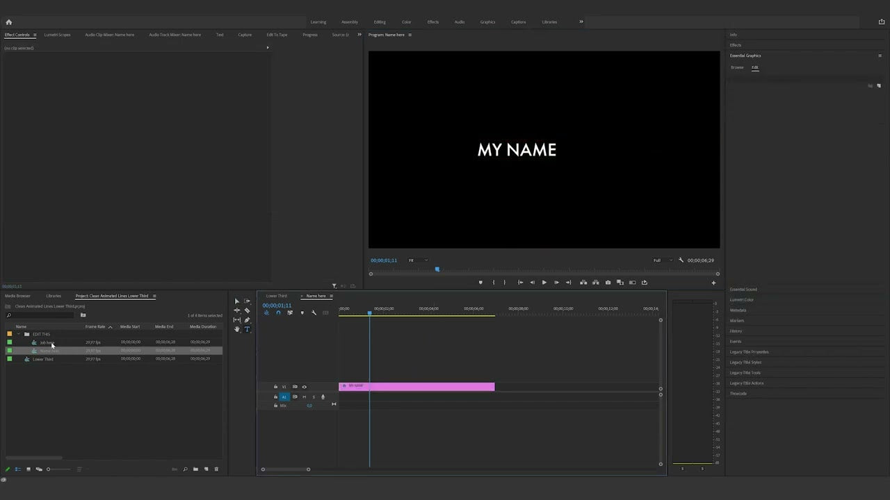 How to edit the Clean Animated Lines Lower Third in Premiere Pro – Filmbro