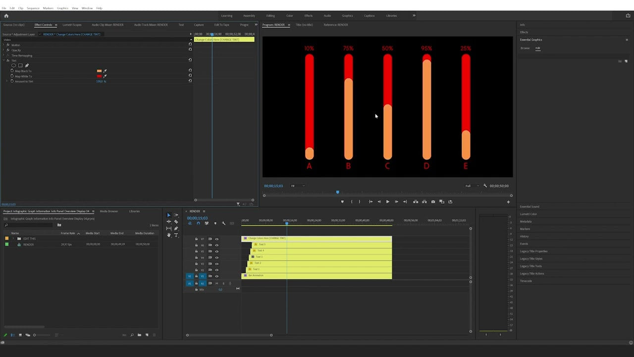 Graph Editor In Premiere Pro How to edit the Infographic Graph Information Info Panel Overview Disp ...