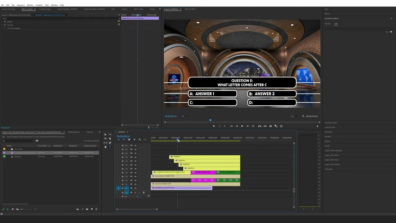 How to edit the Quiz Television Show Game show templates in Premiere P ...