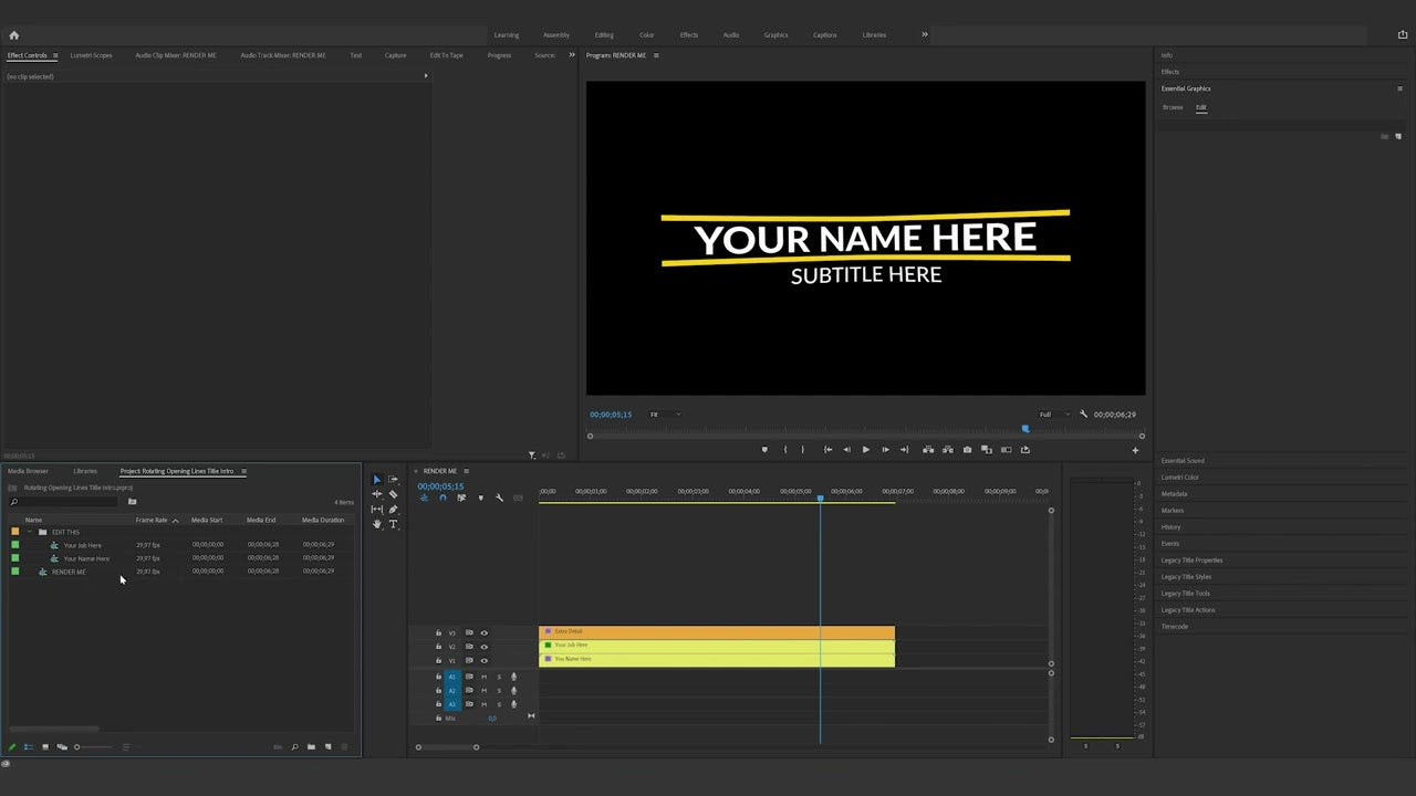 How to edit the Rotating Opening Lines Title Intro in Premiere Pro ...