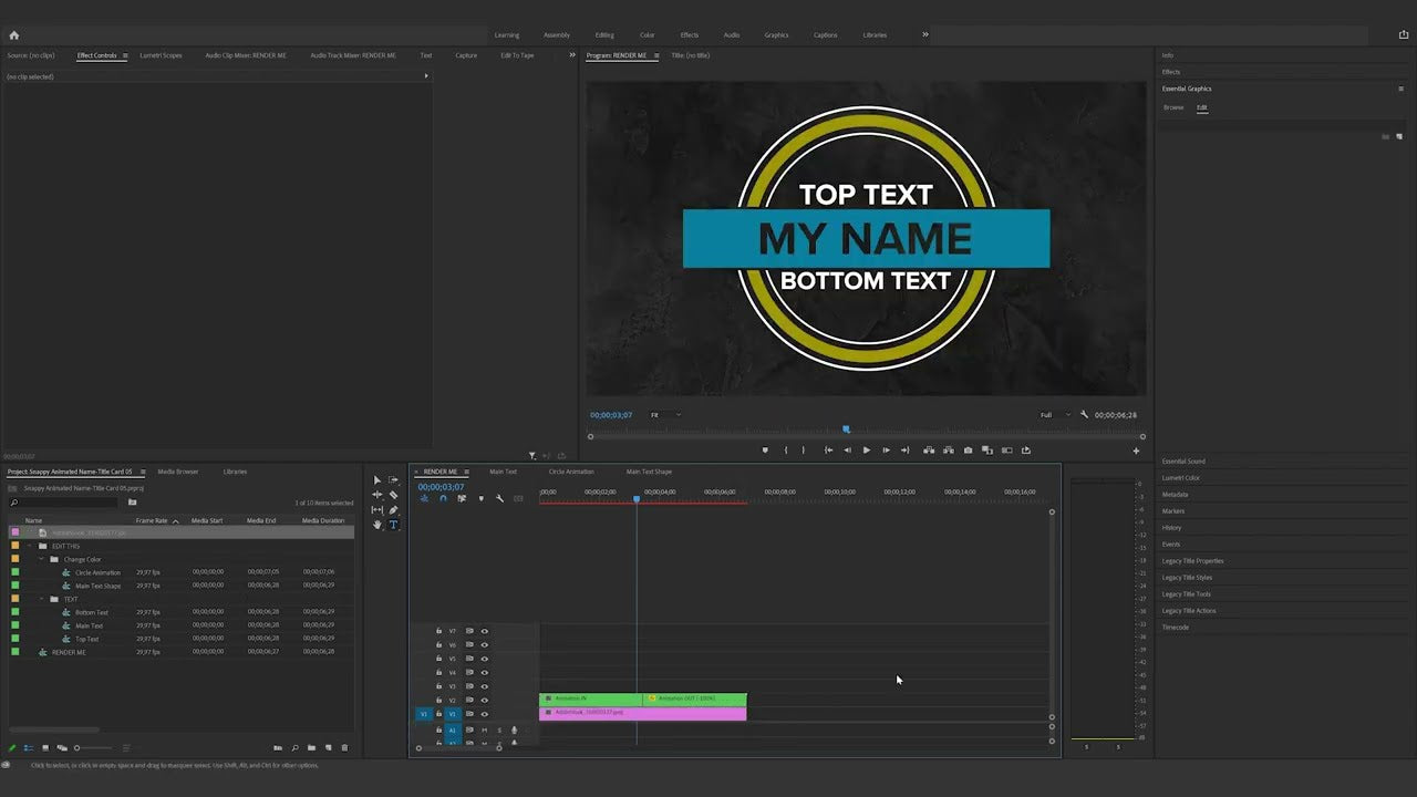 Snappy Title How to edit the Snappy Animated Name Title Card 05 in Premiere Pro ...