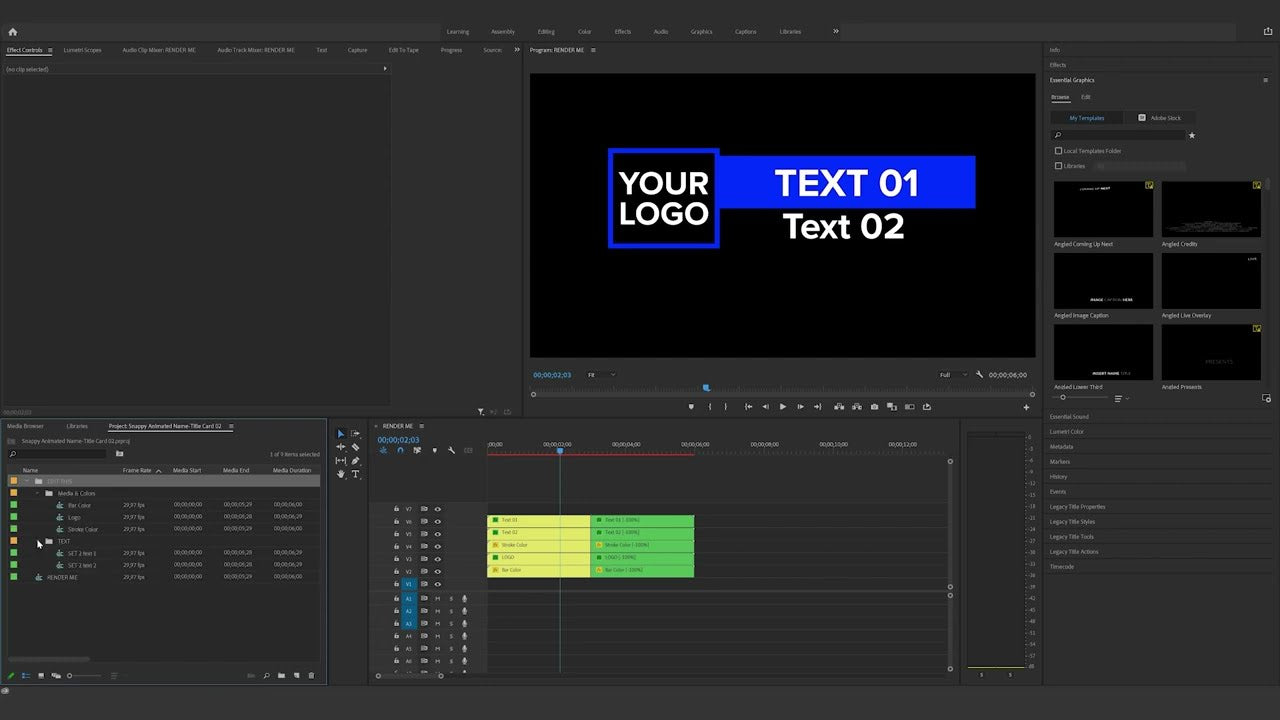 Snappy Title How to edit the Snappy Animated Name Title Card in Premiere Pro – Filmbro