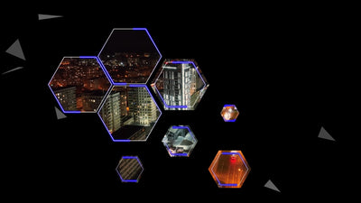 Hexagon Grid Media Revealing Glowing Lines Slideshow