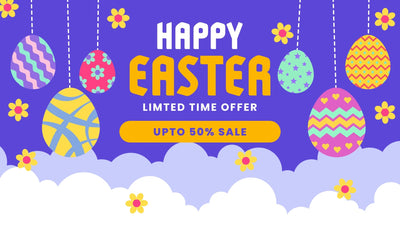 Easter April Colored Painted Eggs Sale Promotion Offer