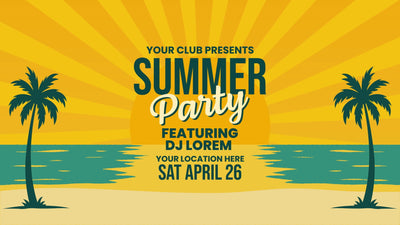 Summer Beach Party Sand Coconut Vibe Warm DJ Animated Invite Card