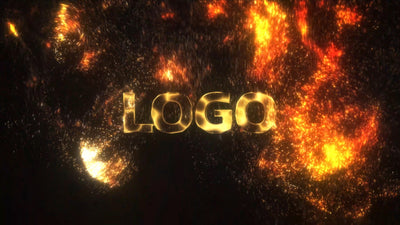 Fire Golden Logo Text Flame Reveal Intro