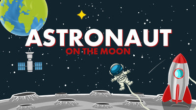 CGStockMoonLandingAstronautWithRocketSpaceshipPostcard