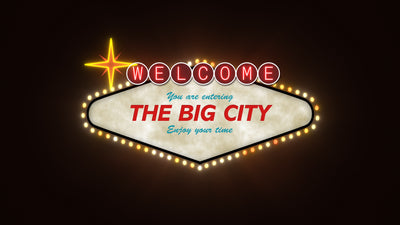 Glowing Casino City Neon Sign Billboard Lights Title Intro