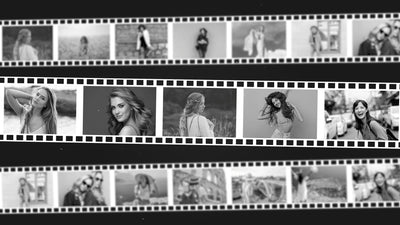 Film Roll Image Slideshow Multi Screen Old Black And White