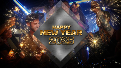 New Year Festive Celebration Firework Glitter Particles Title