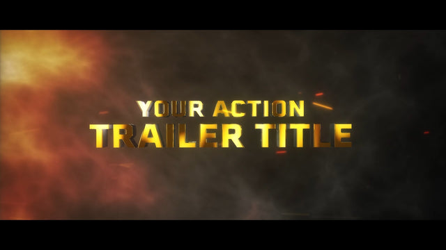 Blockbuster Movie Metallic Golden Text Trailer Storm Fire Title Intro
