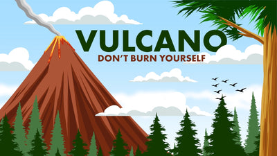CGStockVulcanoInTheWoodsBurningLavaPostcard