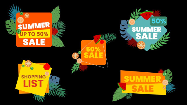 Summer Tropical Promo Sticker Sale Leaves Pack 01