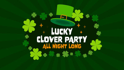 Lucky Clover Green Festive Party Invite Banner Title Intro