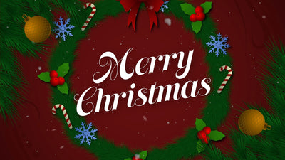 Christmas Wreath Flower Candy Cane Falling Snow Festive Title
