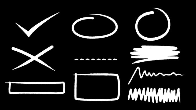 Hand Made Drawing Scribble Cross Circle Highlight Pack 01