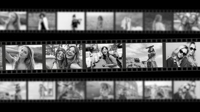 Film Roll Image Slideshow Multi Screen Old Black And White