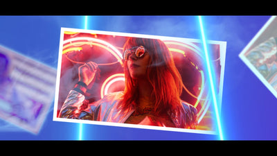Neon Glowing Bright Nightclub Picture Frame Dynamic Slideshow
