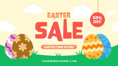 Easter April Colored Painted Eggs Sale Promotion Offer