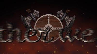 Medieval Shield Axe Fire Ember Grunge Metal Rusted Title Intro