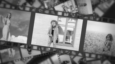 Film Roll Image Slideshow Multi Screen Old Black And White 02