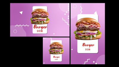 Multi Resolution Food Product Pricing Restaurant TV Screen Overview