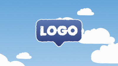 Blocky Cartoon Clouds Fly Up Icon Logo Reveal