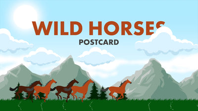 CGStockWildHorsesRunningGrassfieldPostcardCartoon
