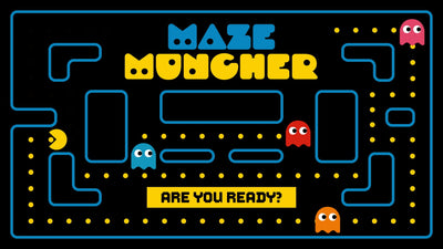 Maze Eater Monster Hunt Dots Collecting Game Puzzle Title Intro