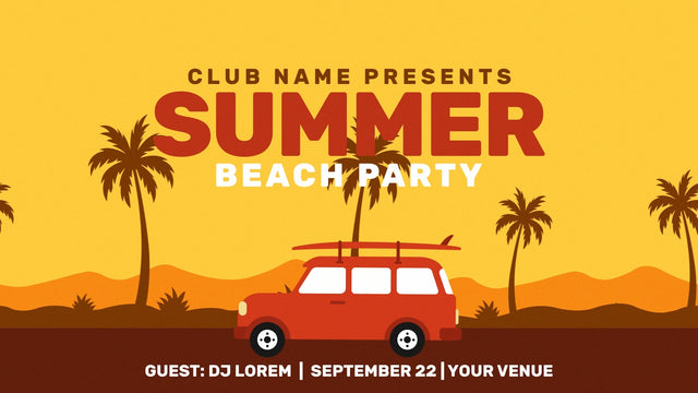 Summer Party Beach Party Open Invitation Card DJ Intro 01