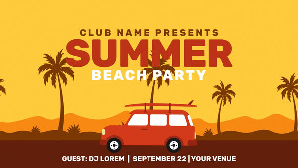 Summer Party Beach Party Open Invitation Card DJ Intro 01