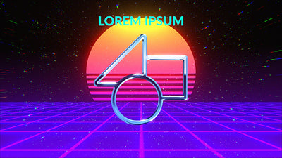 Retro Synthwave Sunset Grid Starfield Metal Logo Reveal