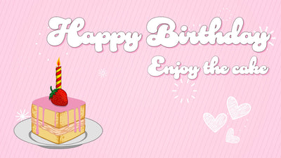 Birthday Cake Strawberry Candle Animated Celebration Card