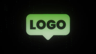 Matrix Letter Rain Digital Glitch Computer Hack Logo Reveal